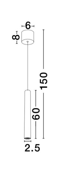 Schmale LED Pendelleuchte Ø 2,5 cm Schwarz höhenverstellbar
