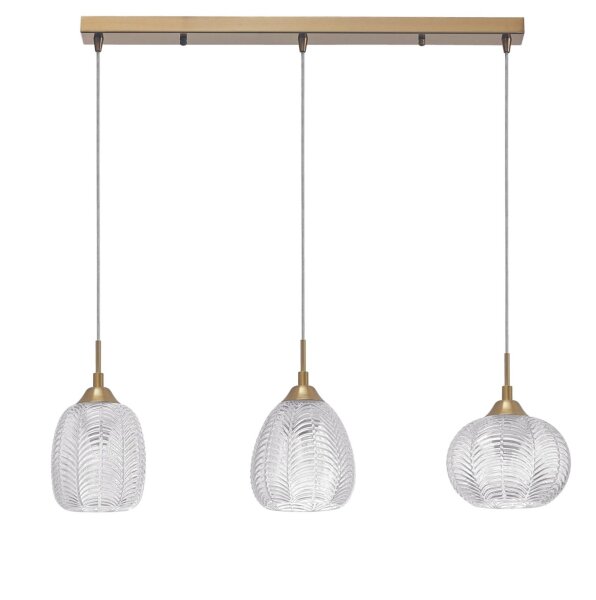 Hängelampe Vintage in Gold 76 cm lang E27 Klarglas Metall