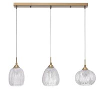 H&auml;ngelampe Vintage in Gold 76 cm lang E27 Klarglas Metall