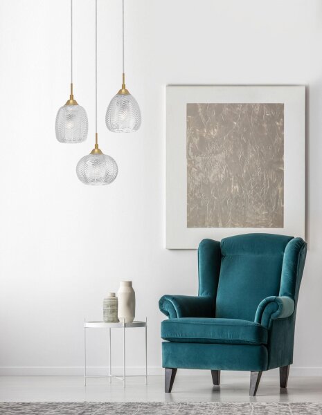Hängeleuchte in Gold 39 cm breit E27 höhenverstellbar
