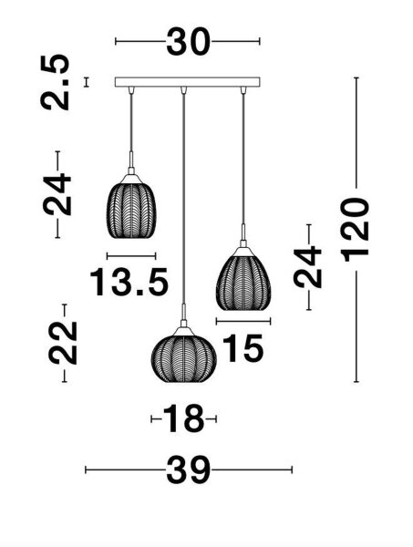 Hängeleuchte in Gold 39 cm breit E27 höhenverstellbar