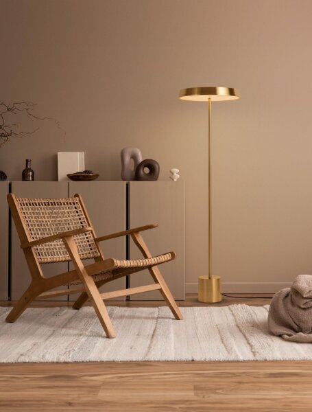 LED Stehlampe 136 cm in Gold warmweiß SHASTA Aluminium