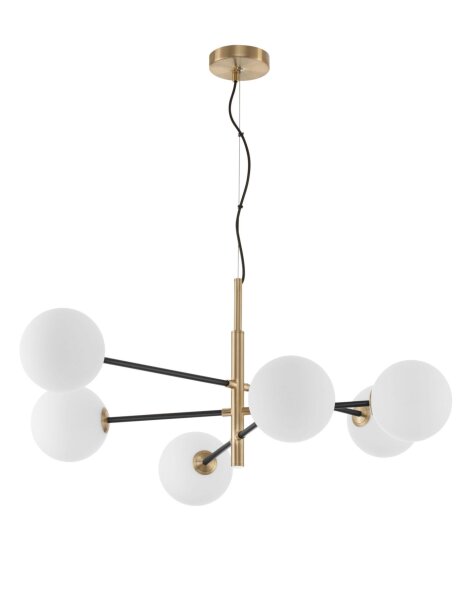 Hängelampe in Gold Weiß Schwarz 103 x 75 cm G9 Glas Metall