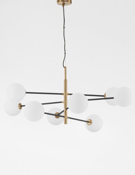 Hängeleuchte in Weiß Schwarz Gold 120 x 103 cm G9 Kugel