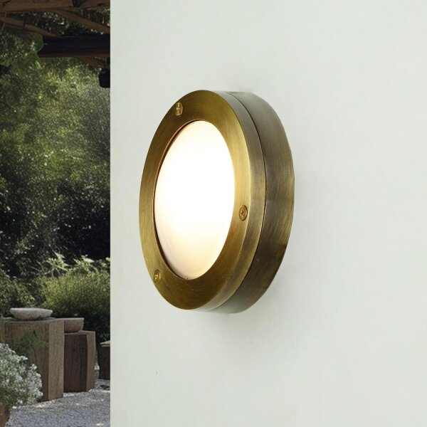 Außenlampe Rund Messing Wand Haus Terrasse