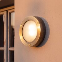 Lampe dext&eacute;rieur ronde en laiton mur maison terrasse