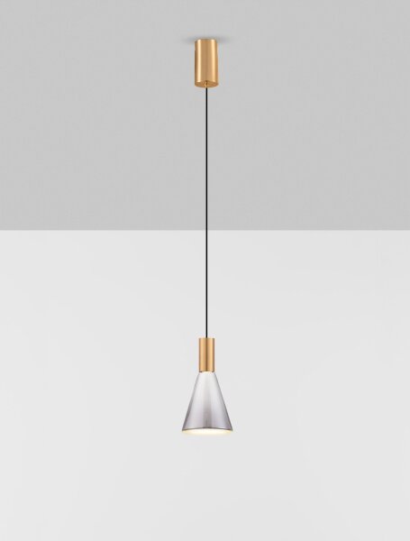 LED Hängelampe in Gold Schwarz Ø 16 cm Rauchglas rund SIDNEY