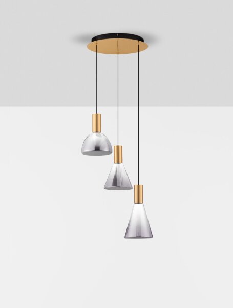 LED Pendelleuchte in Gold Schwarz 43 cm breit dimmbar Modern