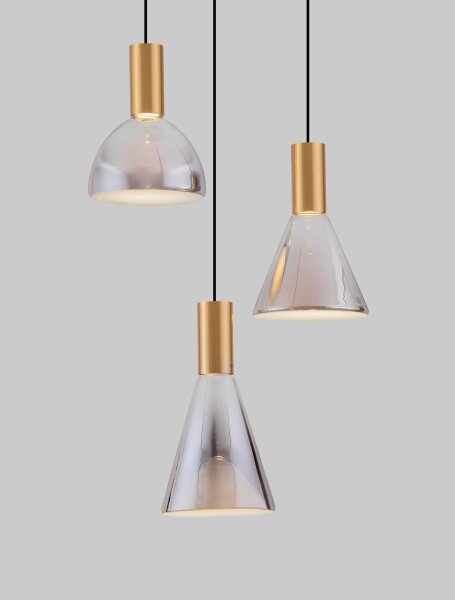 LED Pendelleuchte in Gold Schwarz 43 cm breit dimmbar Modern