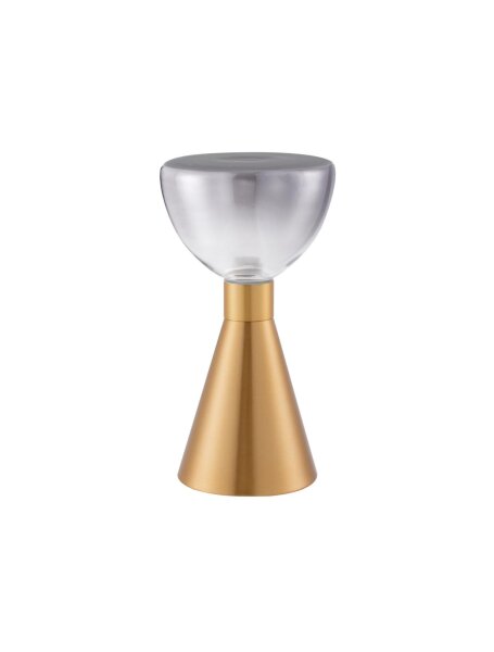 LED Tischleuchte in Schwarz Gold 32 cm Rauchglas SIDNEY