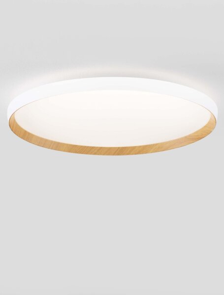 LED Deckenleuchte Weiß Ø 60 cm dimmbar Holz rund Farbwechsel