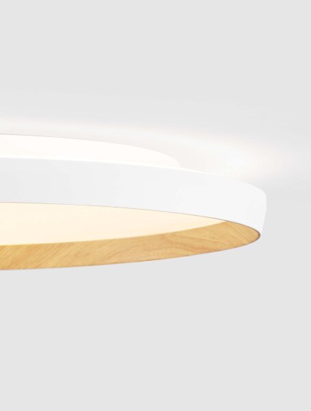 LED Deckenleuchte Weiß Ø 60 cm dimmbar Holz rund Farbwechsel