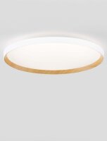 LED Deckenleuchte Weiß Ø 60 cm dimmbar Holz...