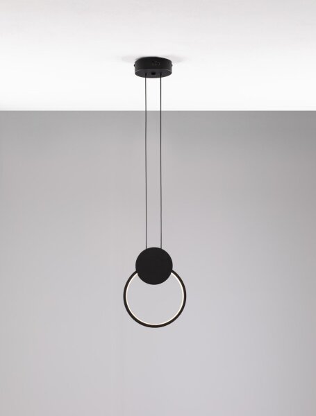 LED Hängelampe Schwarz 20 cm lang Ring warmweiß SONIA Modern