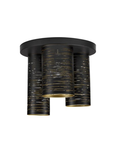 Deckenlampe rund E14 Ø 30 cm in Schwarz Gold Metall SONNY