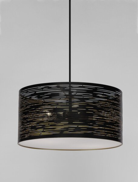 Hängelampe in Schwarz Gold Ø 40 cm E27 Metall rund 2 flammig
