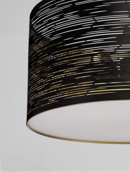 Hängelampe in Schwarz Gold Ø 40 cm E27 Metall rund 2 flammig