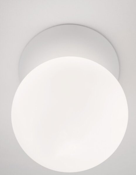 Wandlampe rund G9 10 cm breit Weiß Glas Gips SPENCER Kugel