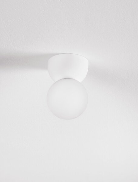 Deckenlampe Weiß Ø 8 cm G9 Glas Gips rund SPENCER Kugel