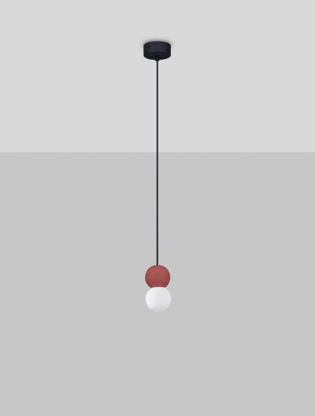 Hängeleuchte Weiß Rot Ø 8 cm G9 Glas Beton rund SPENCER
