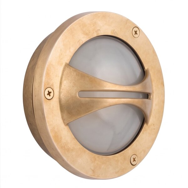 Kleine Wandlampe AGIA Messing Maritim rund IP64 Außen
