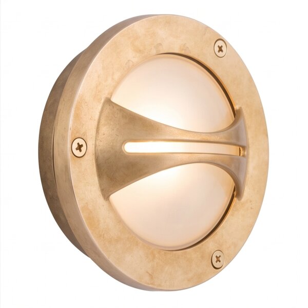 Kleine Wandlampe AGIA Messing Maritim rund IP64 Außen