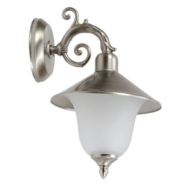 Außenwandlampe Glas Messing in Nickel Weiß Hof