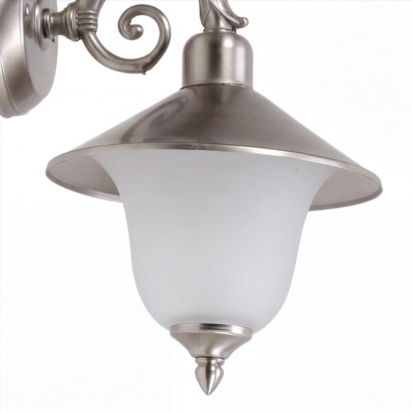 Außenwandlampe Glas Messing in Nickel Weiß Hof
