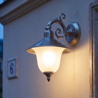 Außenwandlampe Glas Messing in Nickel Weiß Hof