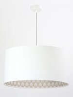 Suspension tissu blanc rond r&eacute;tro salon