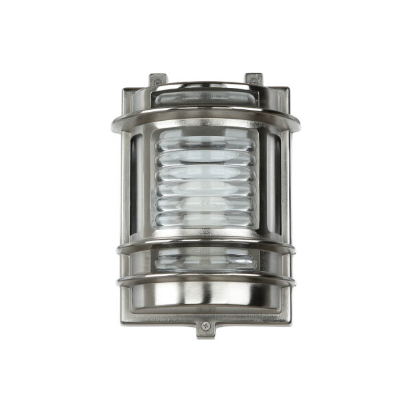 Wandlampe Außen Glas Messing in Nickel Maritim IP64