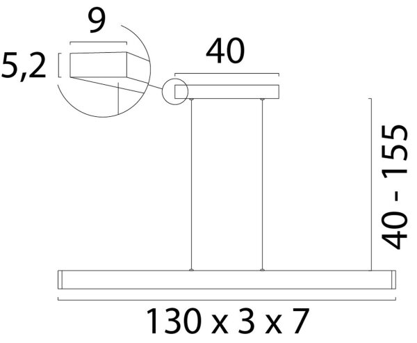 LED Hängelampe dimmbar 2200-3000K Schwarz-Nickel 130 cm