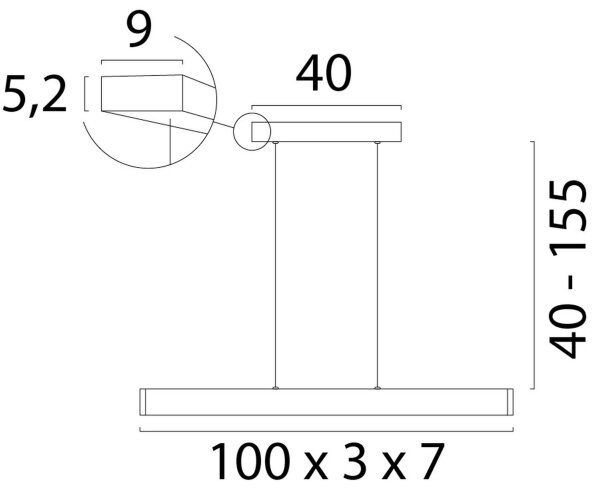 LED Hängelampe dimmbar 2200-3000K Alu Beige L:100 cm