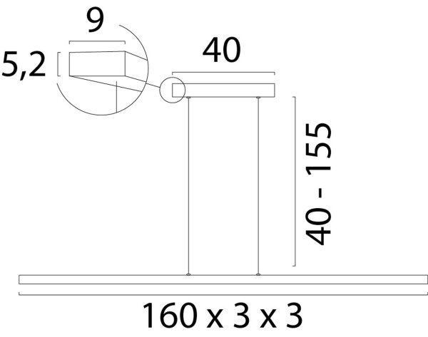 LED Pendelleuchte dimmbar 2200-3000K Gold L:160 cm