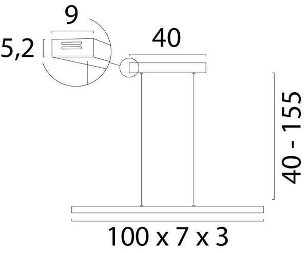 LED Hängelampe dimmbar 2200-3000K Schwarz-Nickel 100 cm