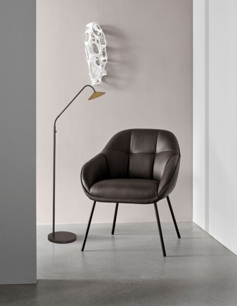 LED Stehlampe dimmbar 2200-2700K Schwarz Gold H:150 cm