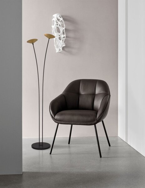 LED Deckenfluter 2200-2700K Schwarz Gold H:178 cm