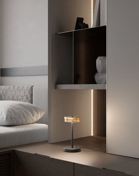 LED Tischleuchte dimmbar 2200-2700K Glas Schwarz Gold