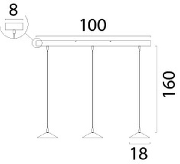 LED Hängelampe dimmbar 2200-2700K Schwarz Gold L:100 cm