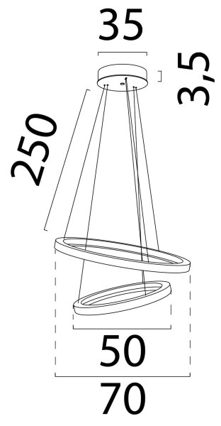 LED Hängelampe dimmbar 2700K Schwarz Kakao L:70 cm