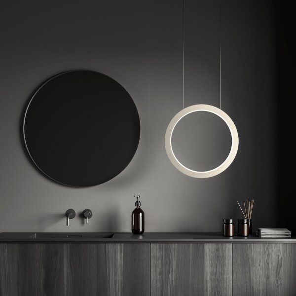 LED Pendelleuchte dimmbar 2700K Schwarz Weiß L:50 cm
