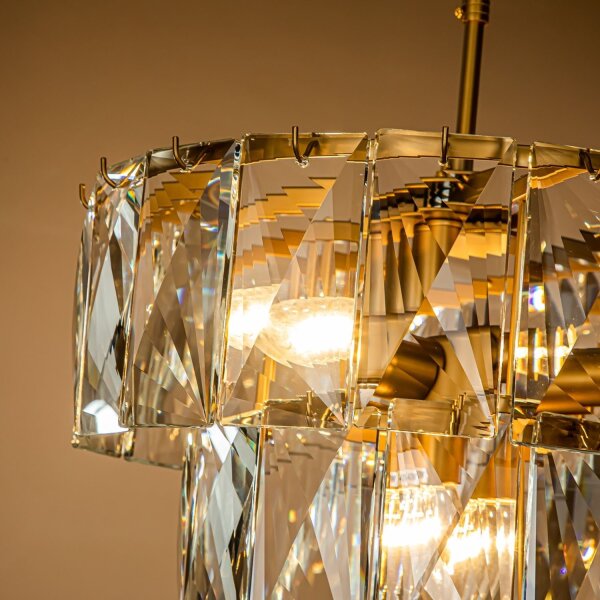 Hängelampe Kristallglas Gold E14 Ø45 cm antik klar