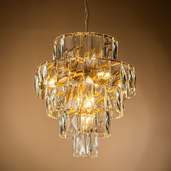 Hängelampe Kristallglas Gold E14 Ø65 cm antik klar