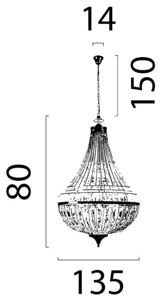Hängelampe Kristallglas Gold E14 B:80 cm antik klar
