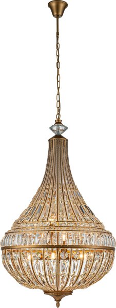 Hängelampe Kristallglas Gold E14 B:60 cm antik klar