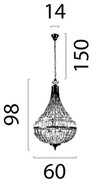 Hängelampe Kristallglas Gold E14 B:60 cm antik klar