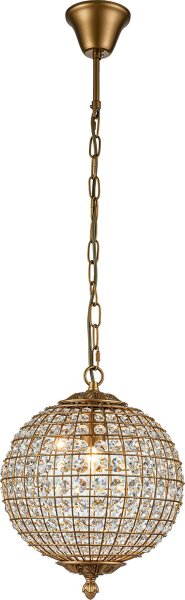 Hängelampe Kristallglas Gold E27 Ø34 cm antik klar