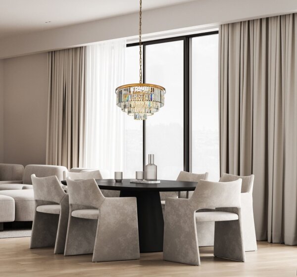 Hängelampe Kristallglas Gold E14 Ø81 cm antik klar