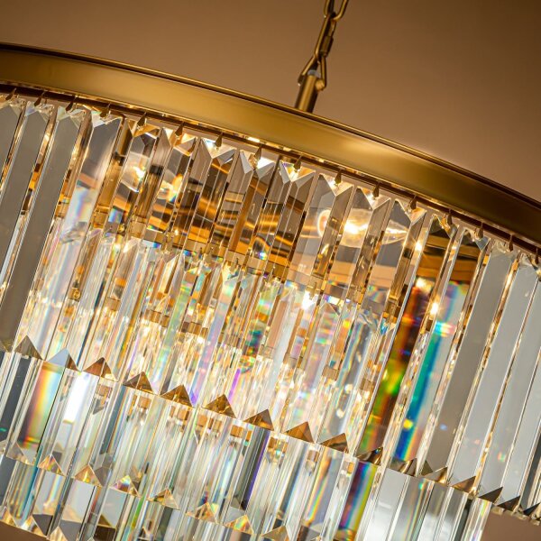 Hängelampe Kristallglas Gold E14 Ø81 cm antik klar