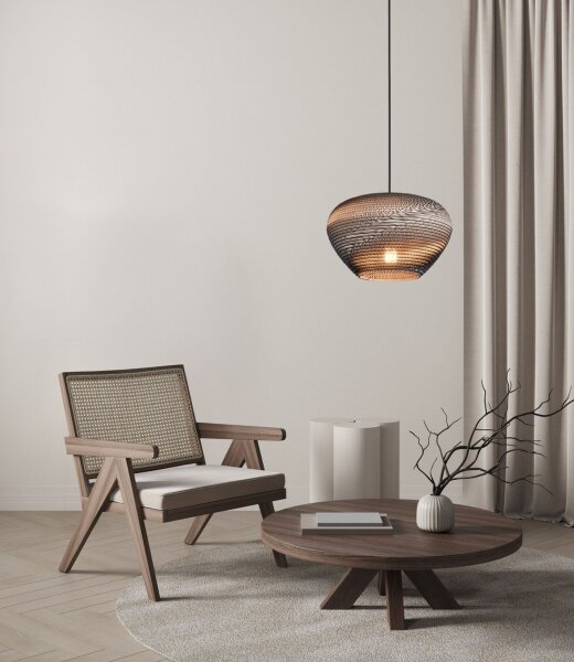 Pendelleuchte Karton Kakao Natur E27 B:35 cm rund